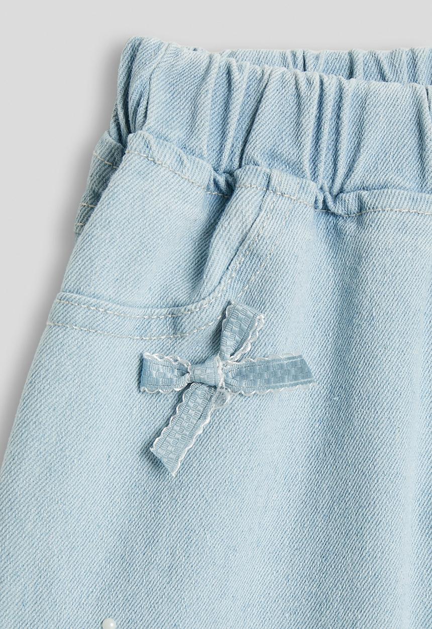 Pop Candy - Bow applique denim shorts - light blue