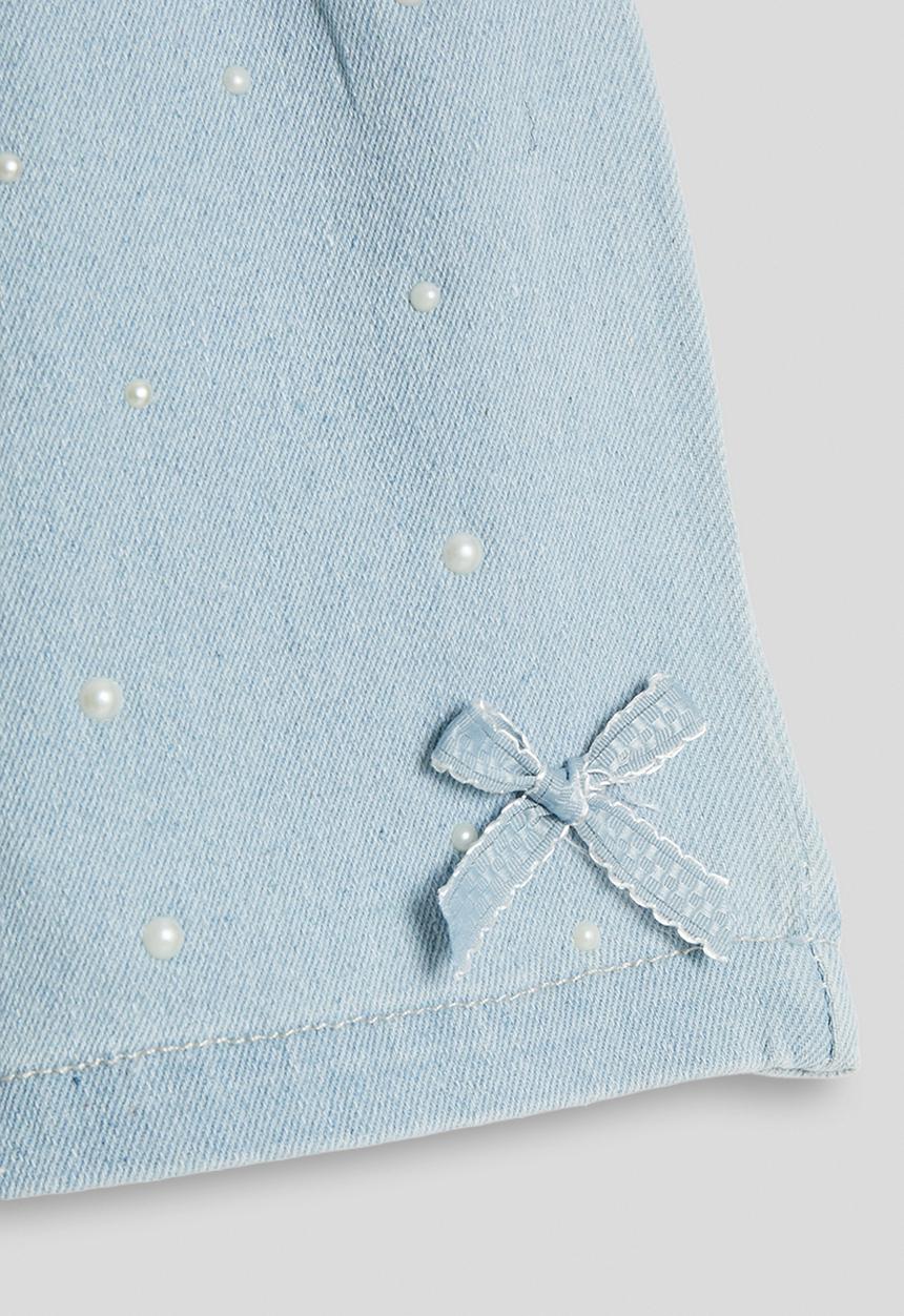 Pop Candy - Bow applique denim shorts - light blue