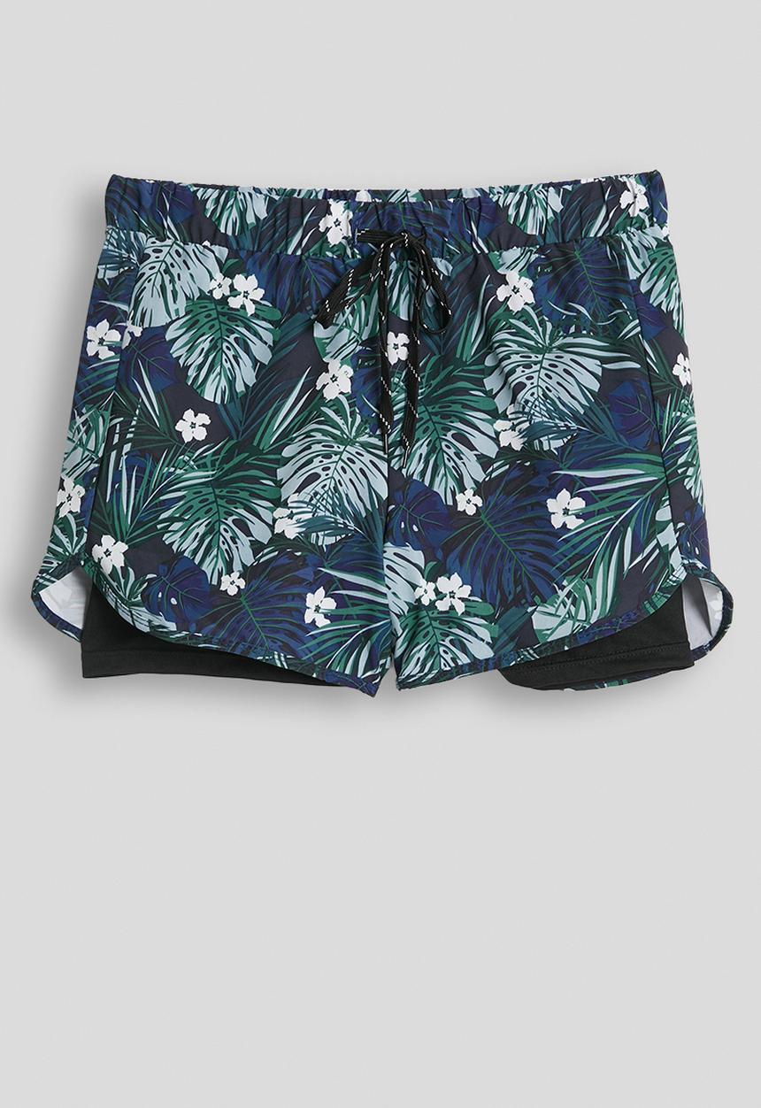 Pop Candy - 2-in-1 board shorts - navy/palm leaf aop