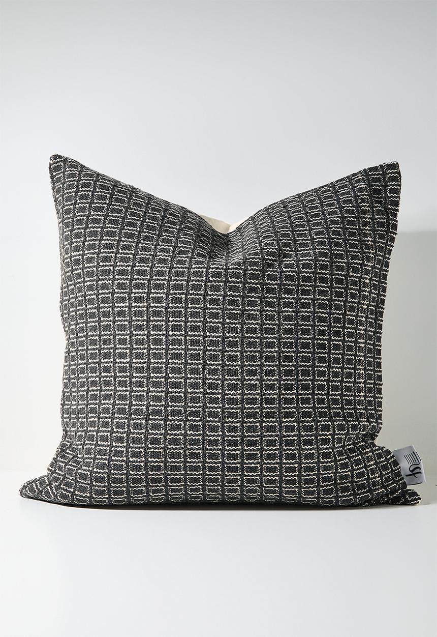 Sixth Floor - Woven Grid Cushion Cover - Charcoal