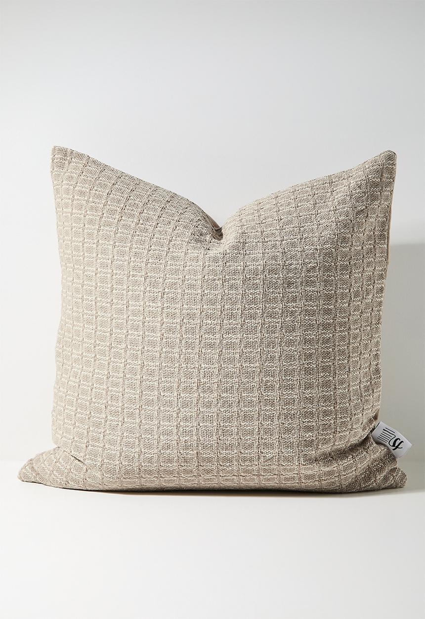 Sixth Floor - Woven Grid Cushion Cover - Taupe