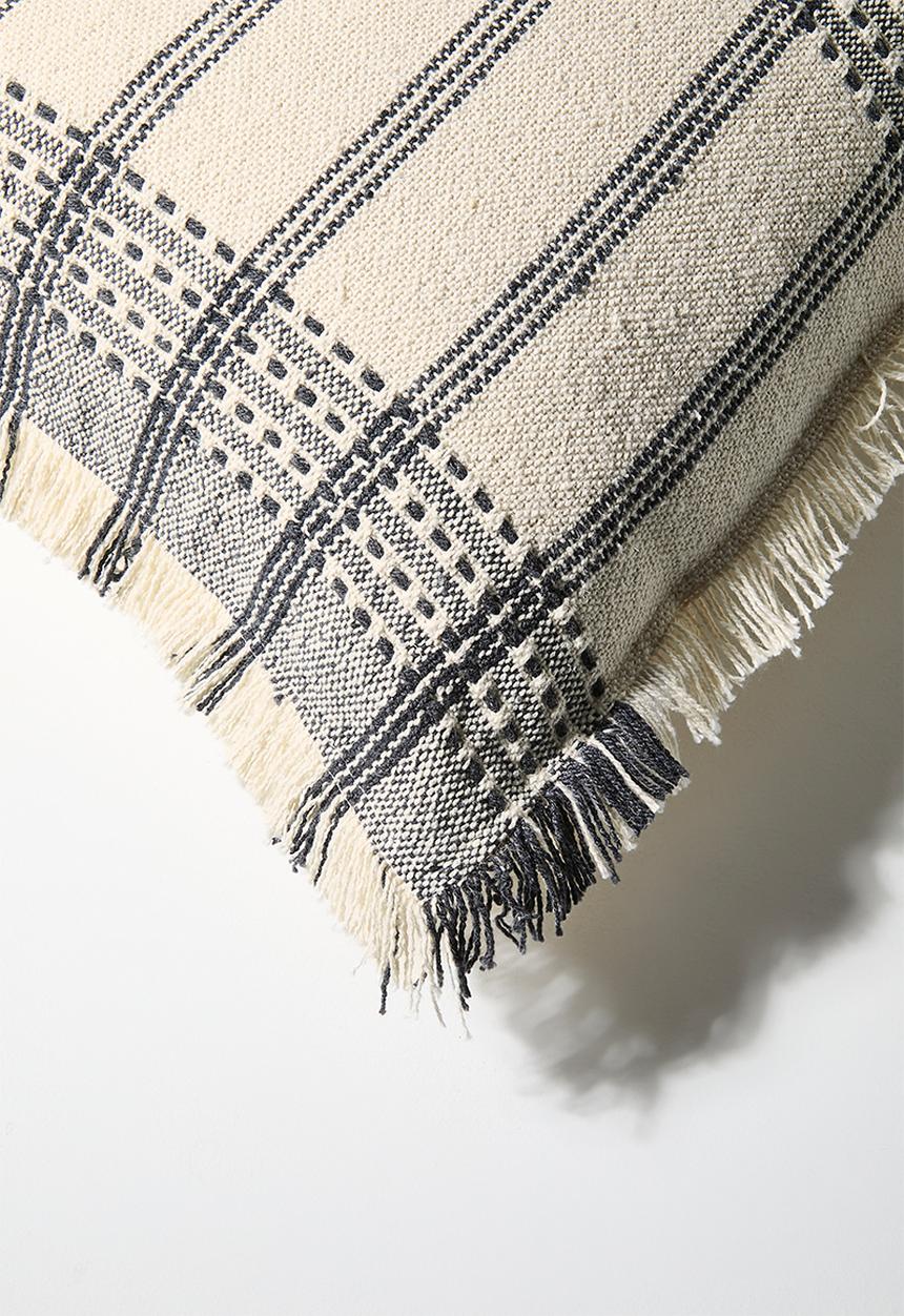 Sixth Floor - Woven Check Cushion Cover - Charcoal & Neutral