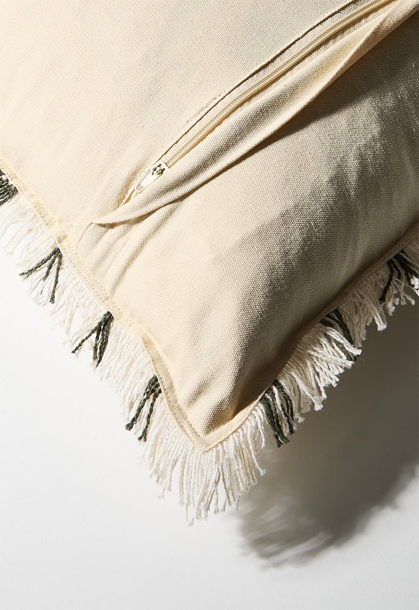 Sixth Floor - Woven Check Cushion Cover - Olive & Neutral