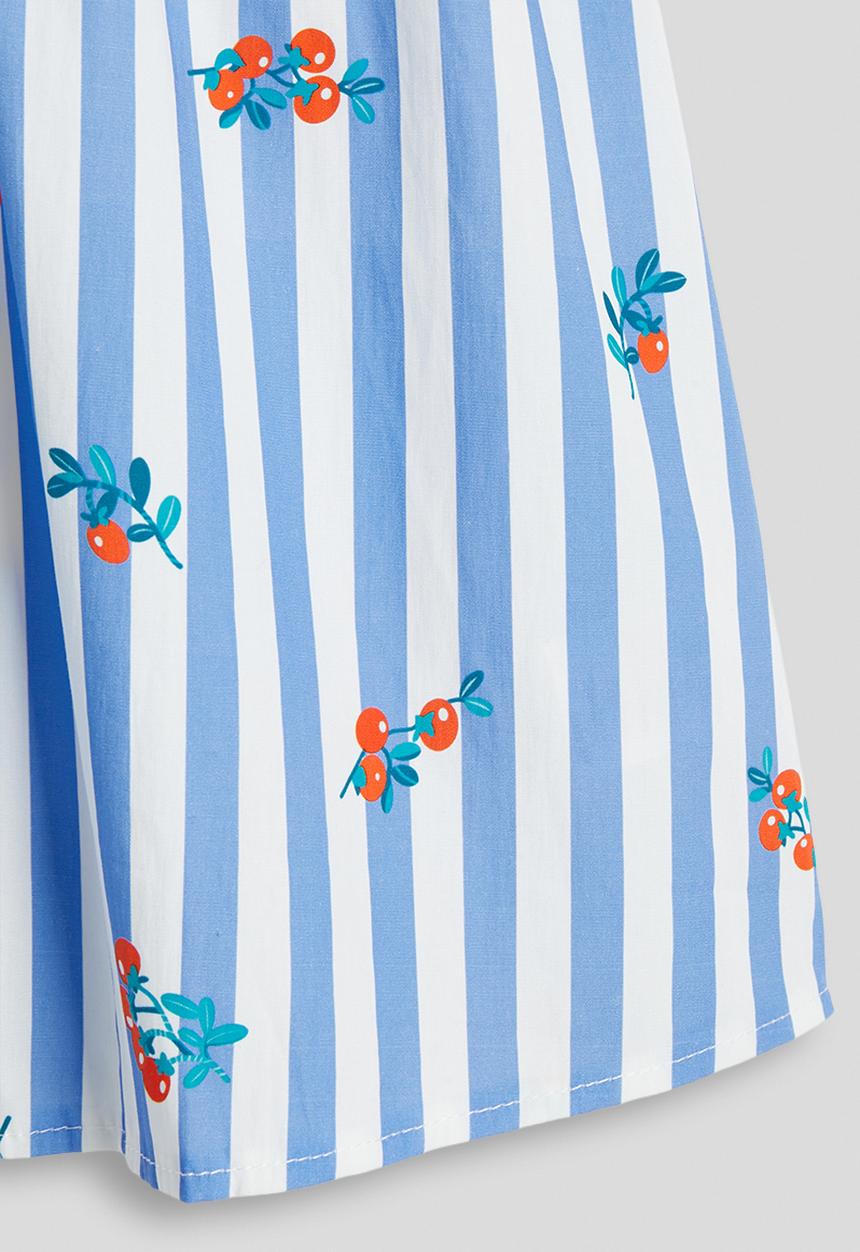 Pop Candy - Cherry aop skater dress - blue stripes