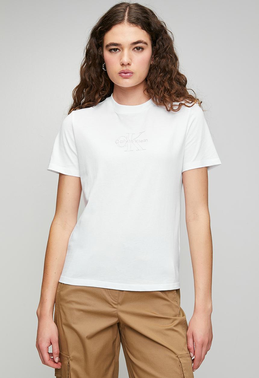 Calvin Klein - Ss clasic monologo tee - bright white