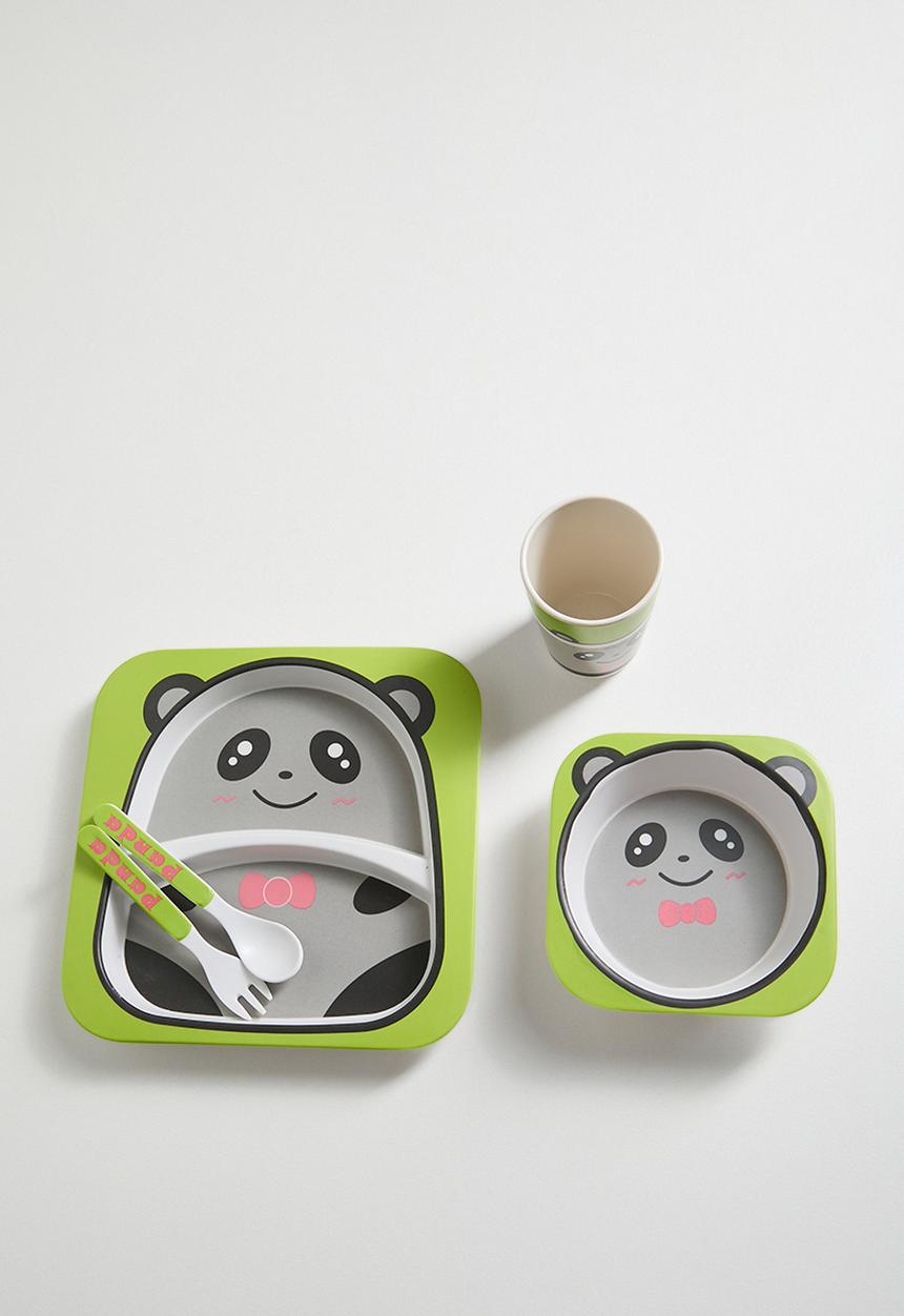 Pop Candy - 5 Piece panda themed dinnerware set - multi