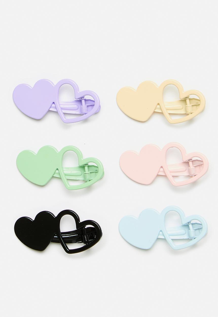Pop Candy - Double heart barrettes - multi colour