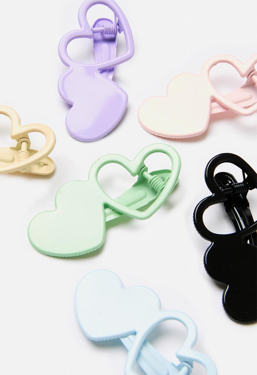 Pop Candy - Double heart barrettes - multi colour