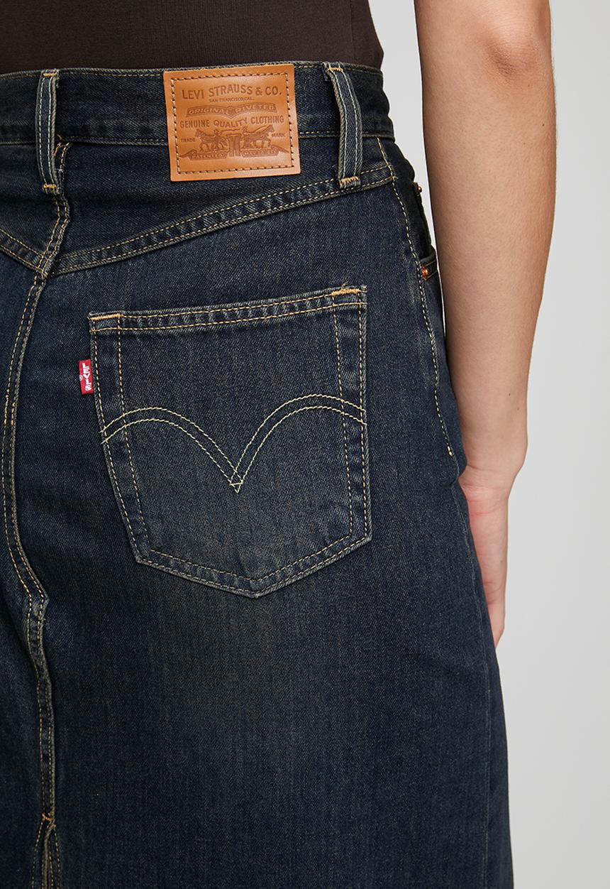 Levi’s® - Decon Slit Midi Skirt - High Vibration Skirt - Dark Indigo - Worn In