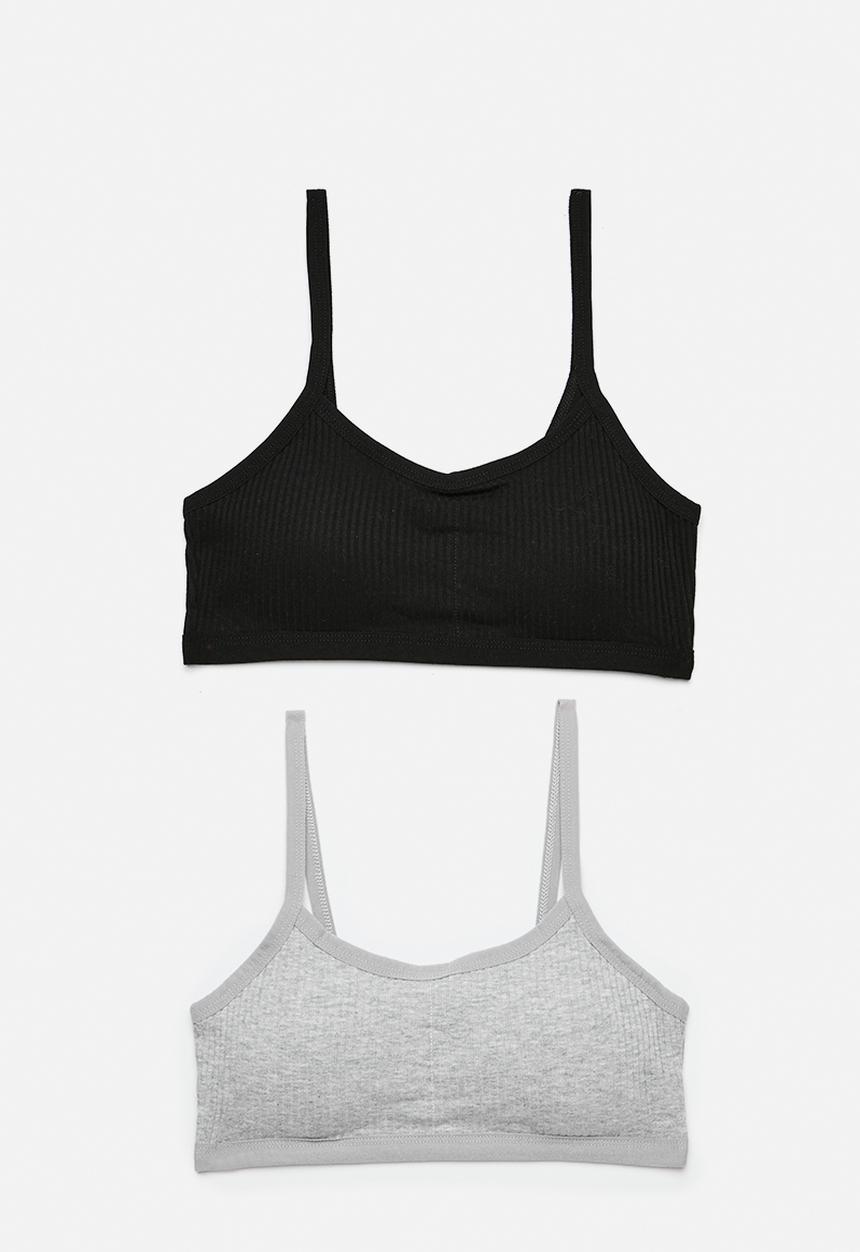 Pop Candy - 2 Pack padded training bra - black/grey