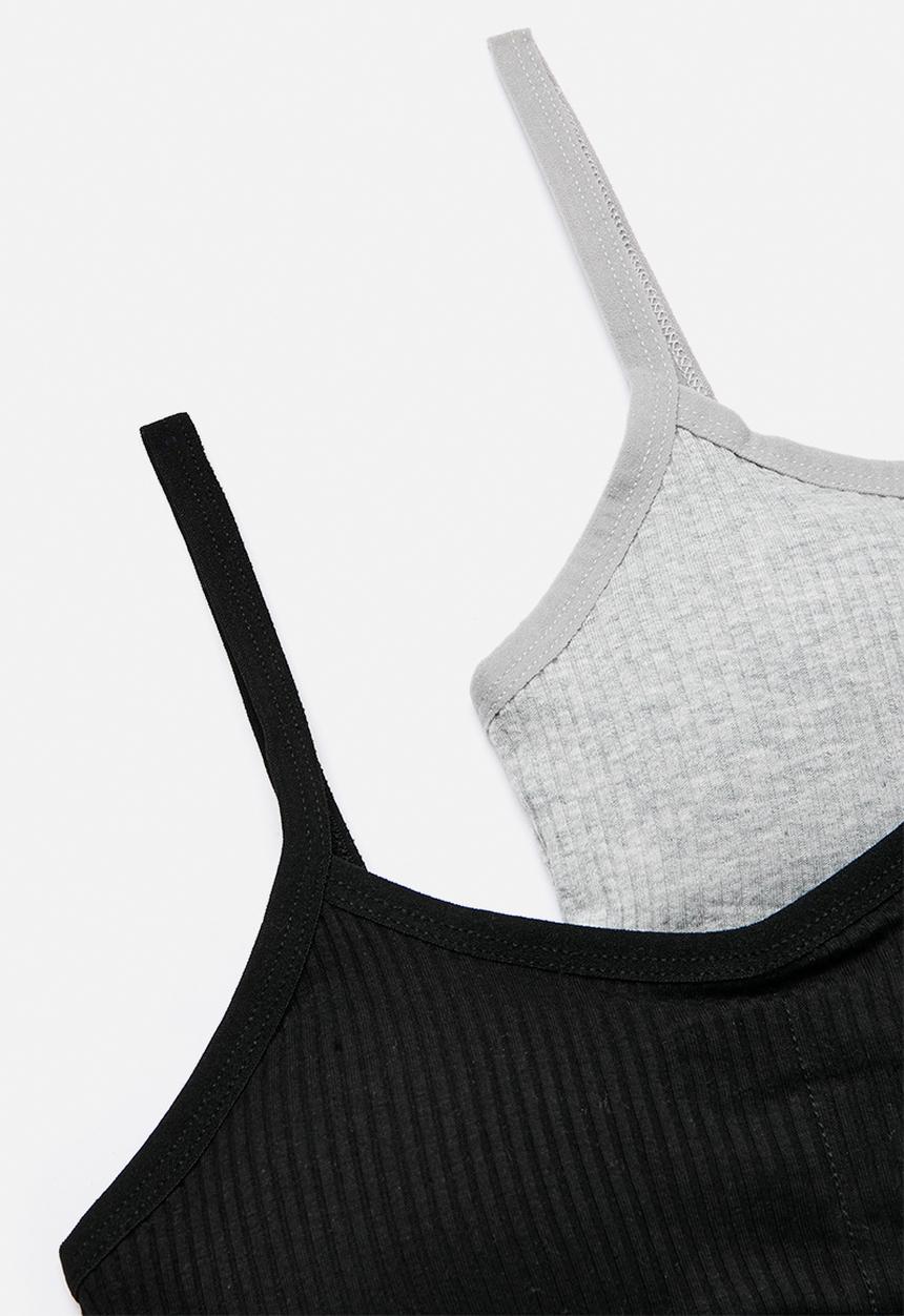 Pop Candy - 2 Pack padded training bra - black/grey