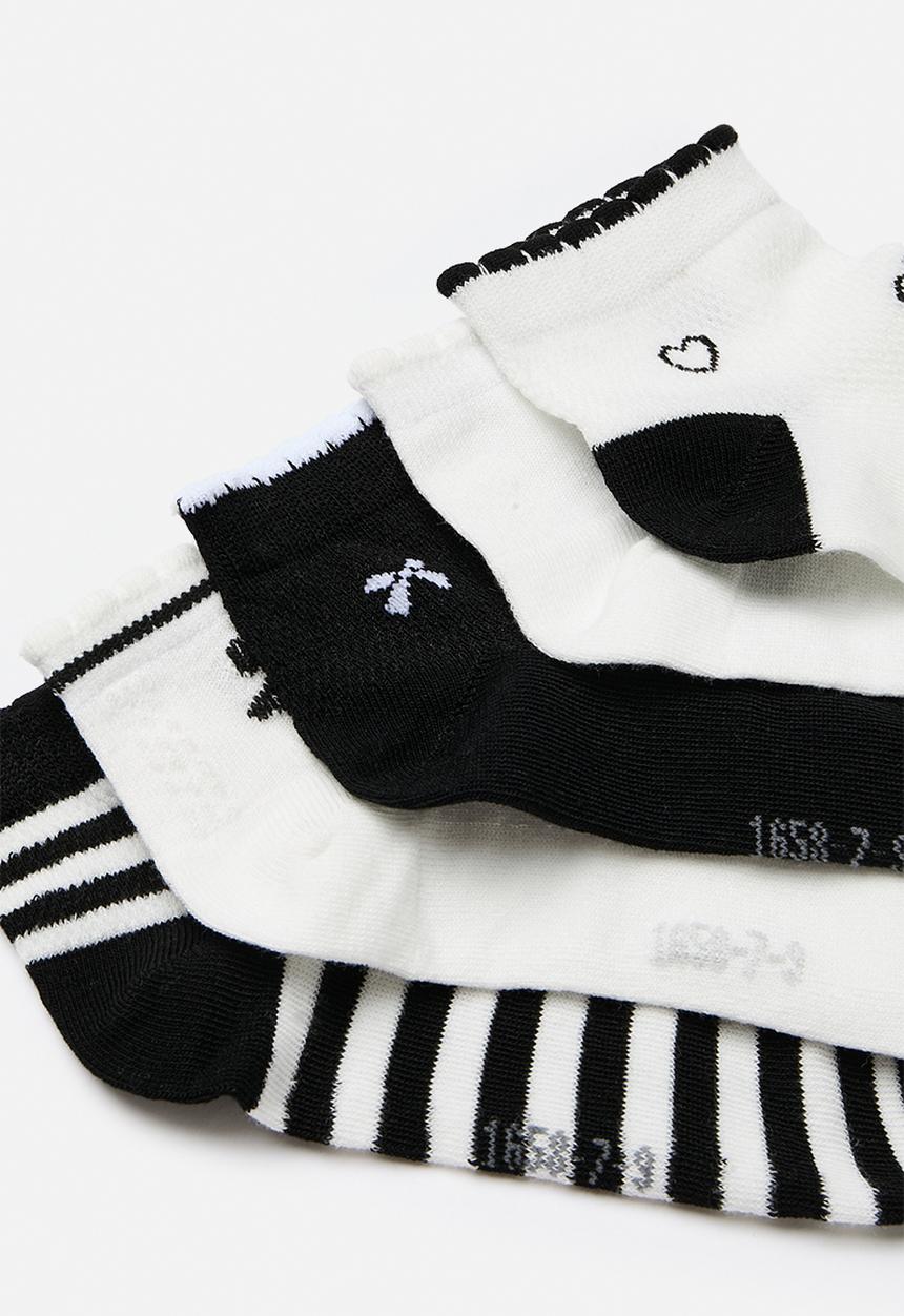 Pop Candy - 5 Pack ankle socks - black & white