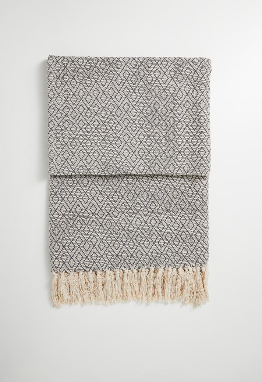 Sixth Floor - Marley Cotton Geo Throw - Grey
