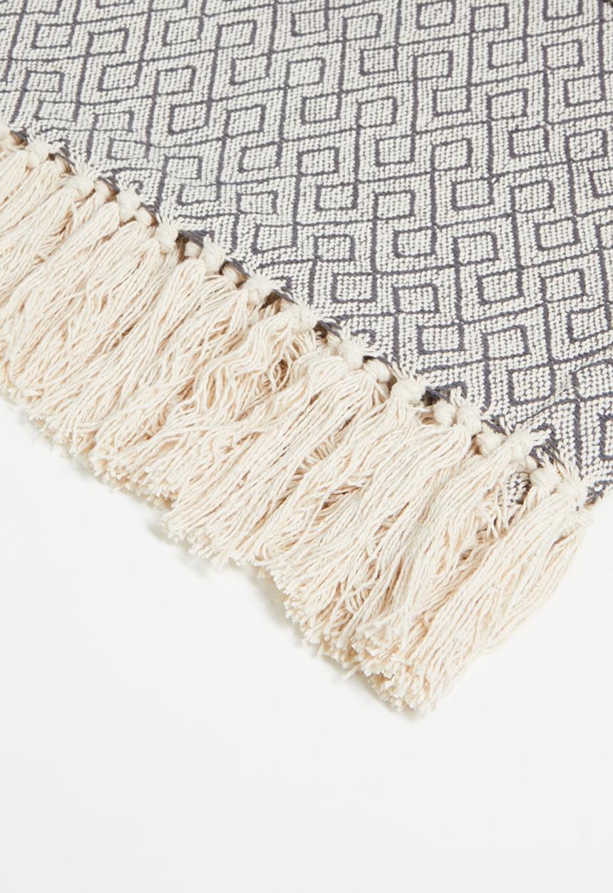 Sixth Floor - Marley Cotton Geo Throw - Grey