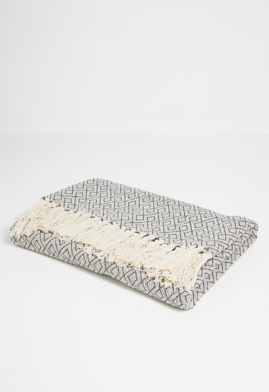 Sixth Floor - Marley Cotton Geo Throw - Grey