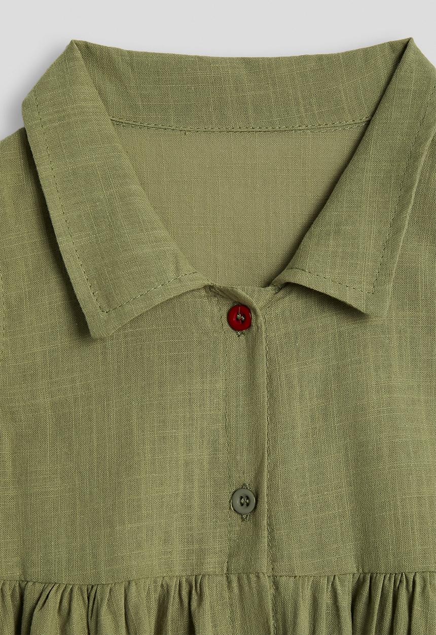 Pop Candy - Multicoloured button a-line shirt dress - olive