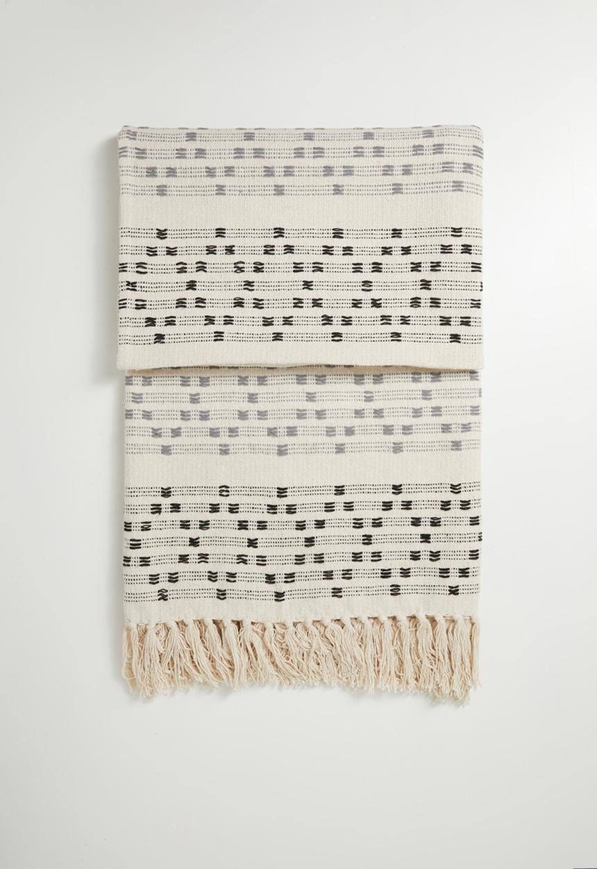 Sixth Floor - Cotton Woven Geo Throw Black & Nat