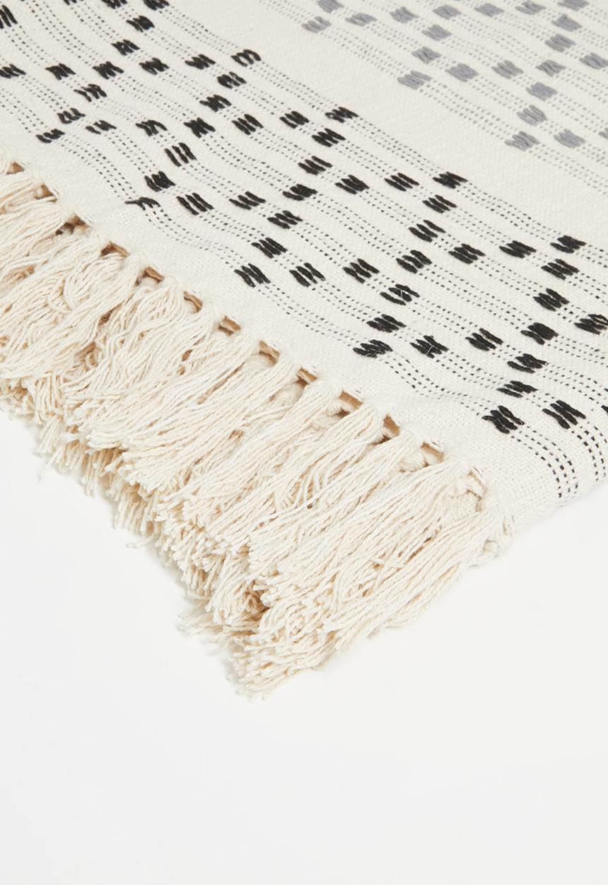 Sixth Floor - Cotton Woven Geo Throw Black & Nat