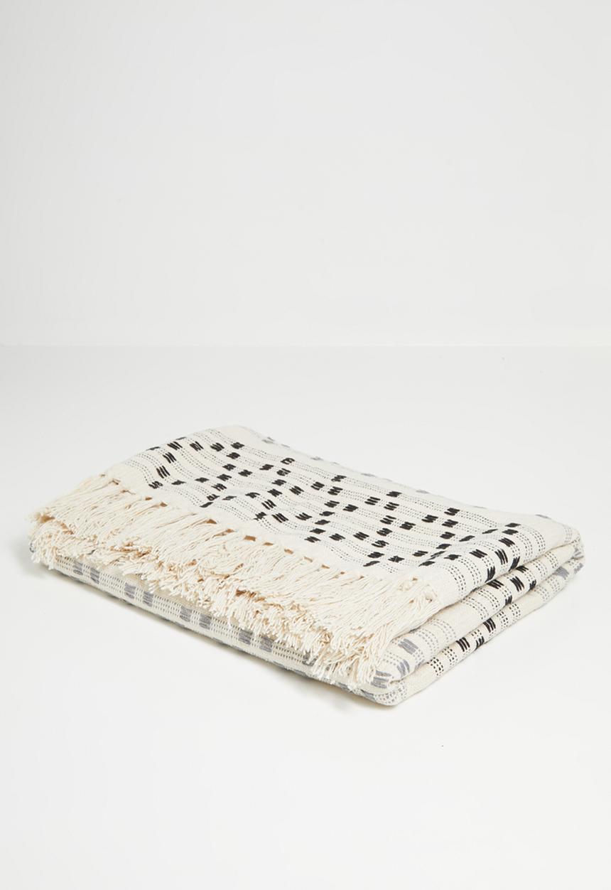 Sixth Floor - Cotton Woven Geo Throw Black & Nat