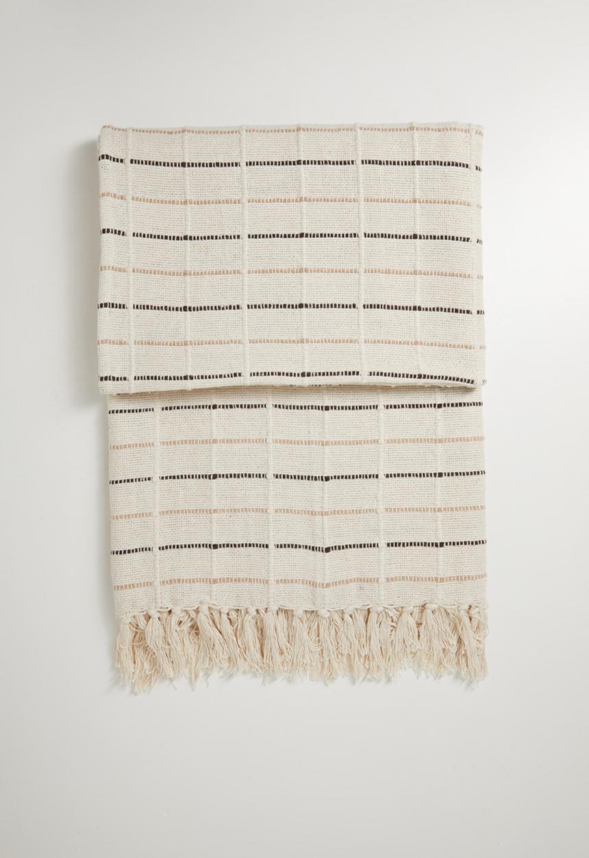 Sixth Floor - Cotton Woven Stitch Throw Natural