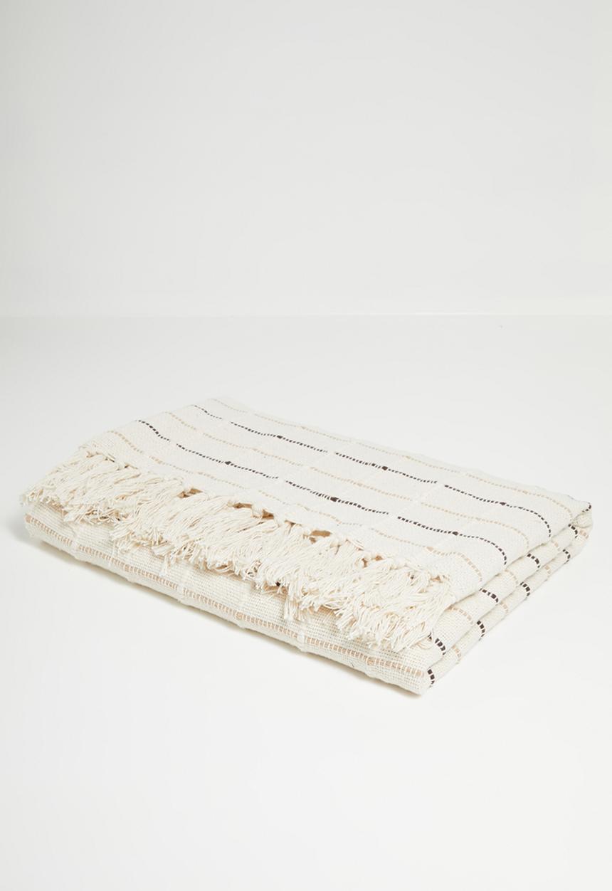 Sixth Floor - Cotton Woven Stitch Throw Natural