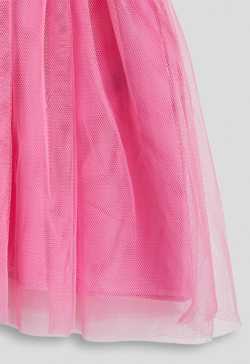 Pop Candy - Combo dress with tulle skirt - peach/aop/pink