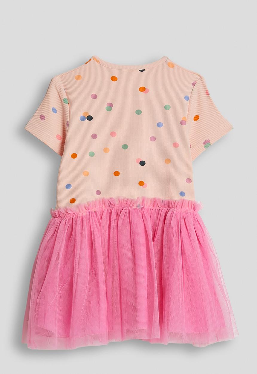 Pop Candy - Combo dress with tulle skirt - peach/aop/pink