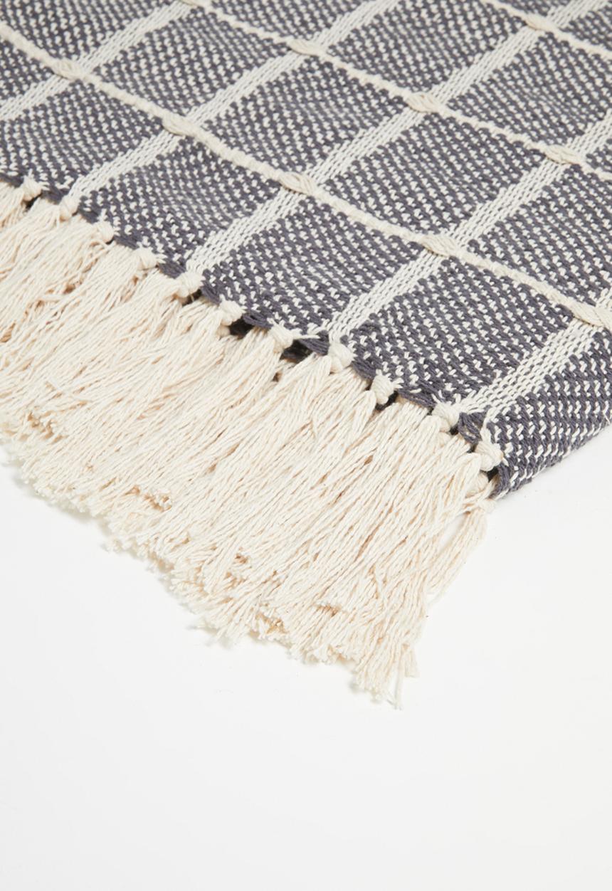 Sixth Floor - Reese Cotton Check Throw - Charcoal