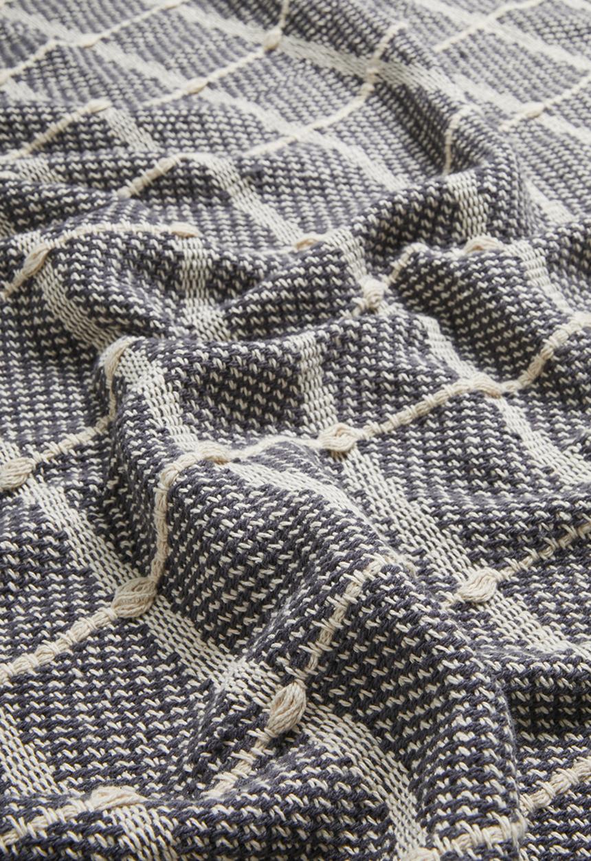 Sixth Floor - Reese Cotton Check Throw - Charcoal