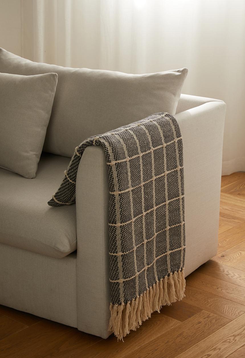 Sixth Floor - Reese Cotton Check Throw - Charcoal