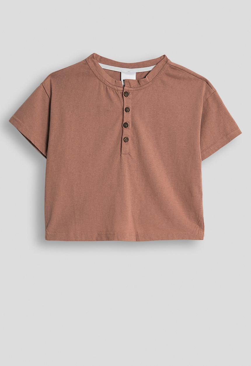 Pop Candy - Henley tee - dusty mauve