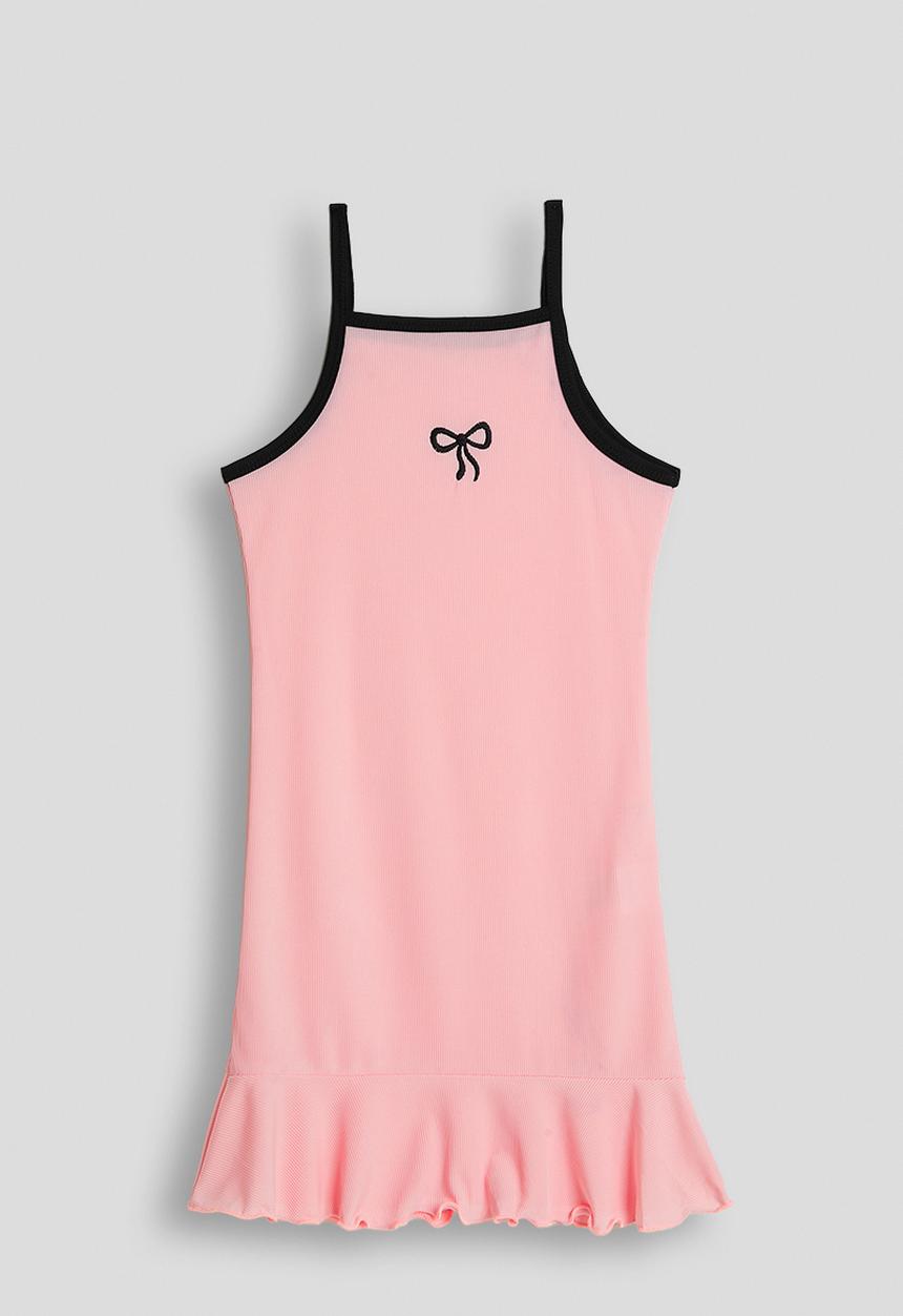 Pop Candy - Camisole dress with hem frill - pink/black