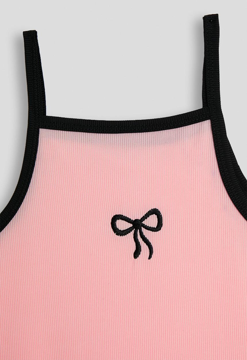 Pop Candy - Camisole dress with hem frill - pink/black