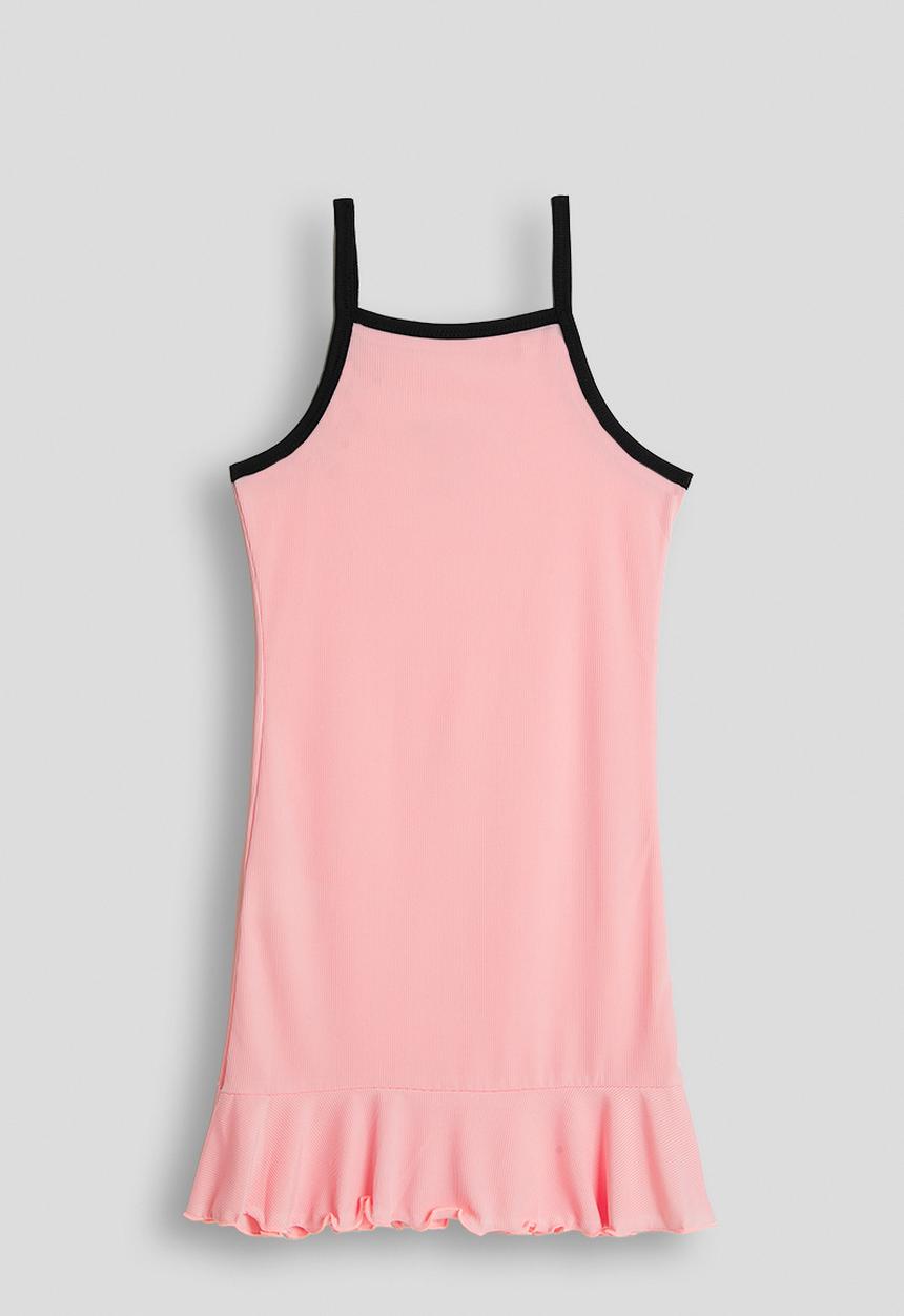 Pop Candy - Camisole dress with hem frill - pink/black
