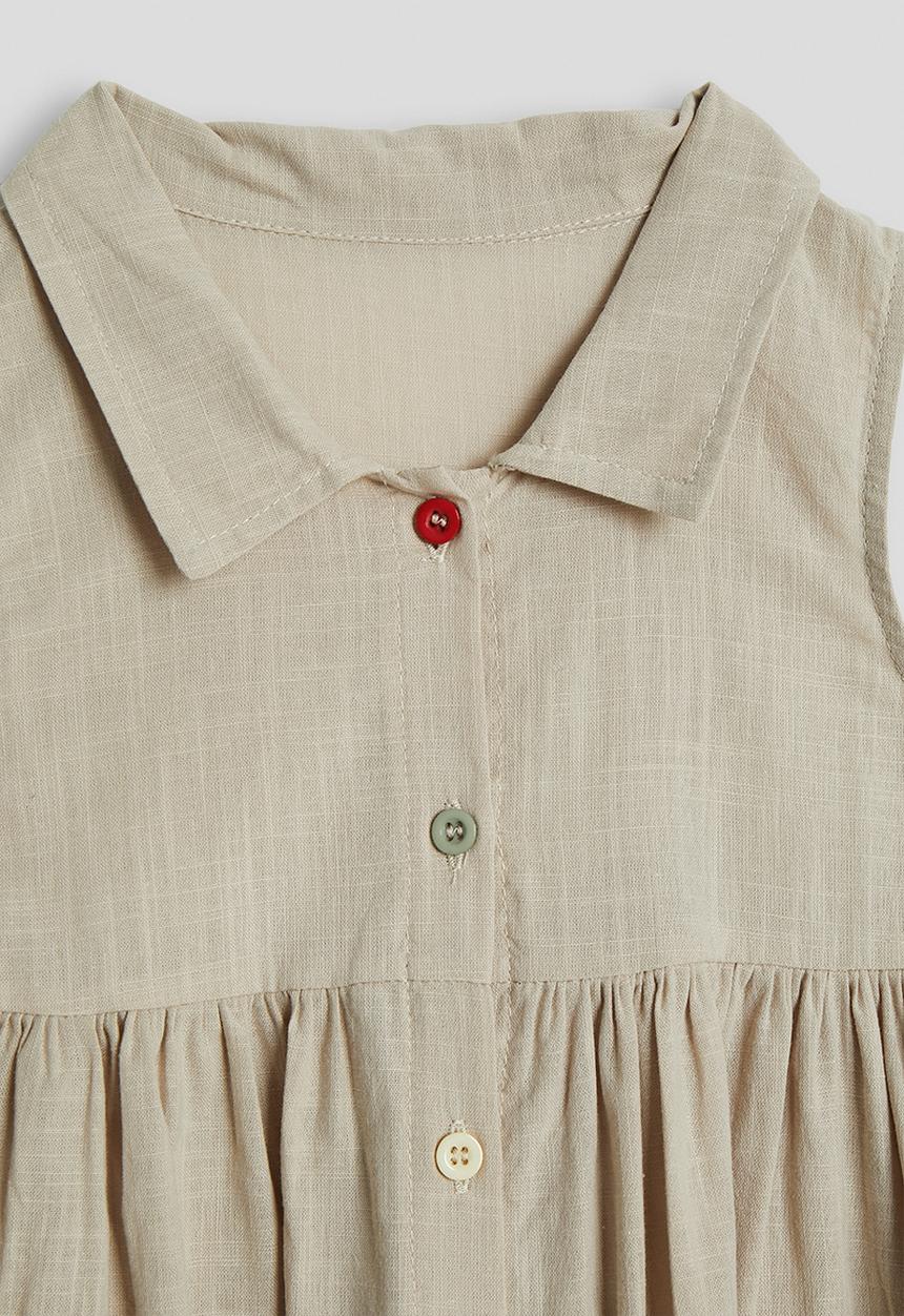 Pop Candy - Multicoloured button a-line shirt dress - bone