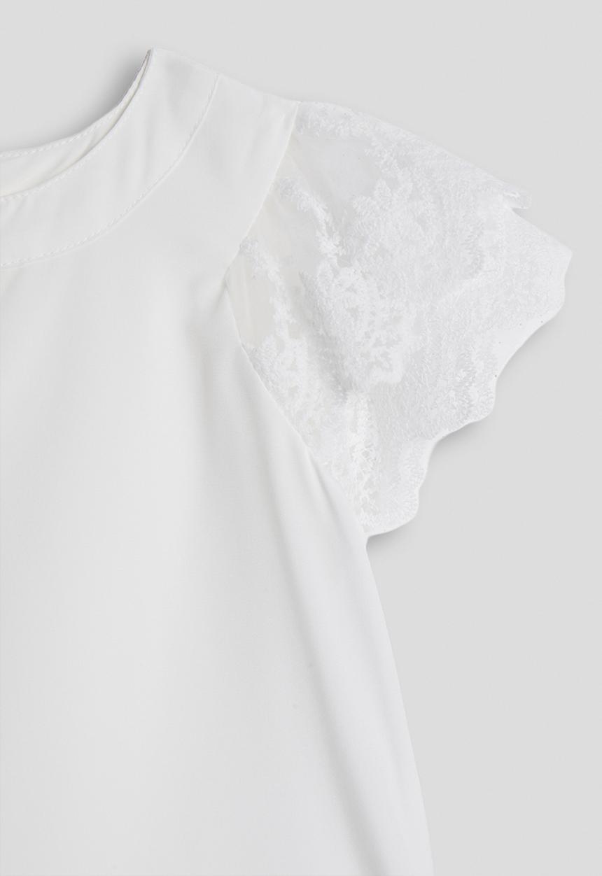 Pop Candy - Anglaise flutter sleeve top - white