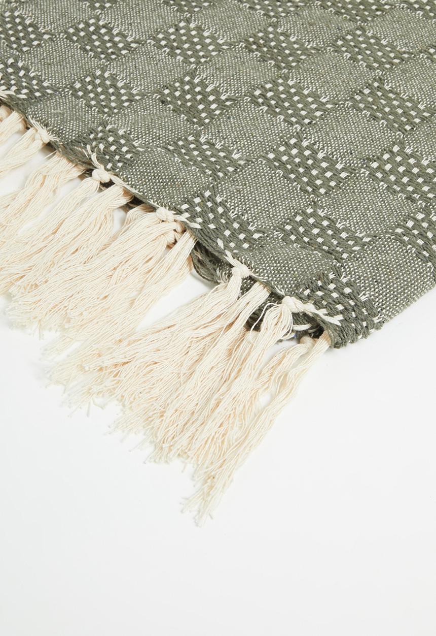 Sixth Floor - Fin Cotton Geo Throw - Olive