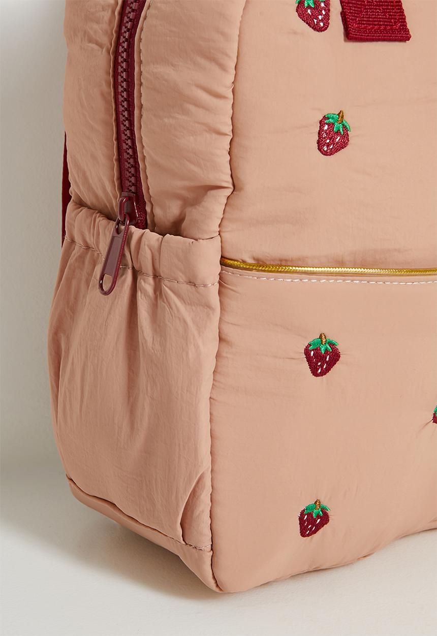 Pop Candy - Strawberry embroidered backpack - pink & red