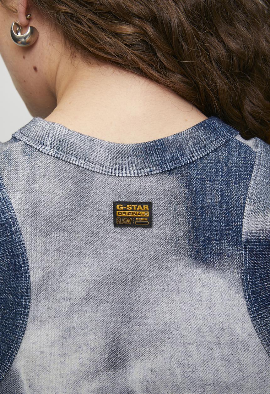 G-STAR - Slim rib aop tank wmn - denim flame aop