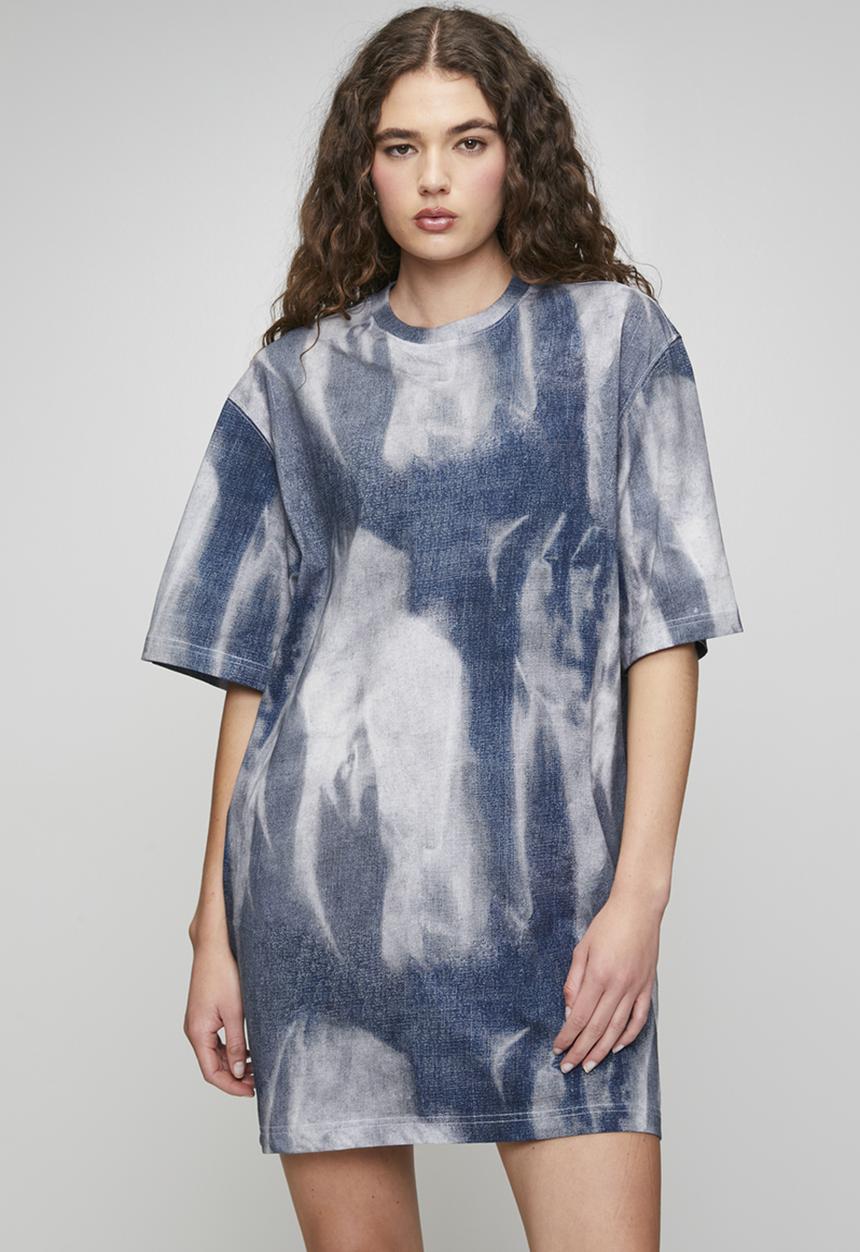 G-STAR - Printed loose r t dress wmn - denim flame aop