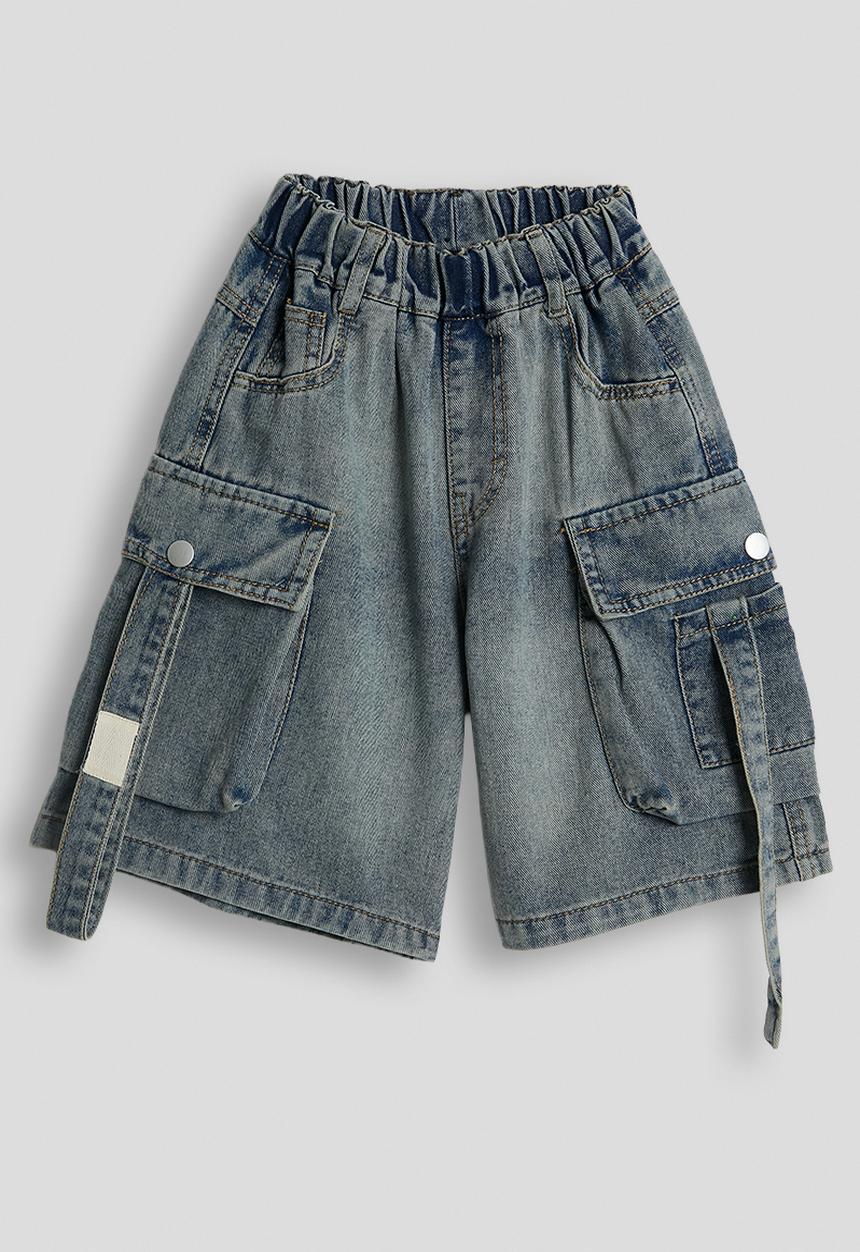 Pop Candy - Denim cargo shorts - blue