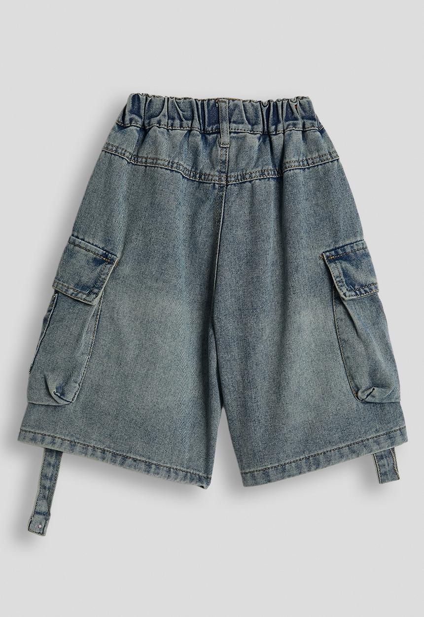 Pop Candy - Denim cargo shorts - blue