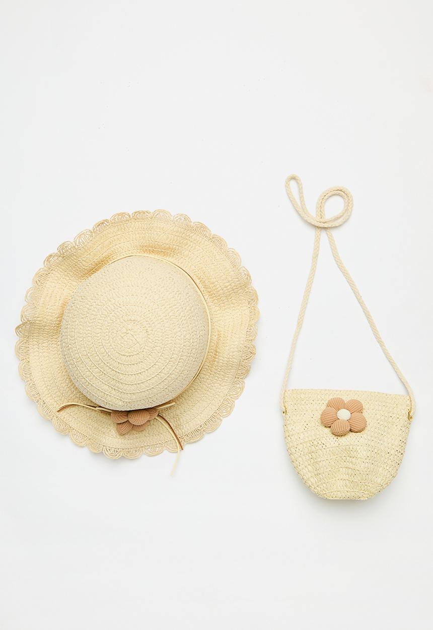 Pop Candy - Straw sun hat & bag - natural
