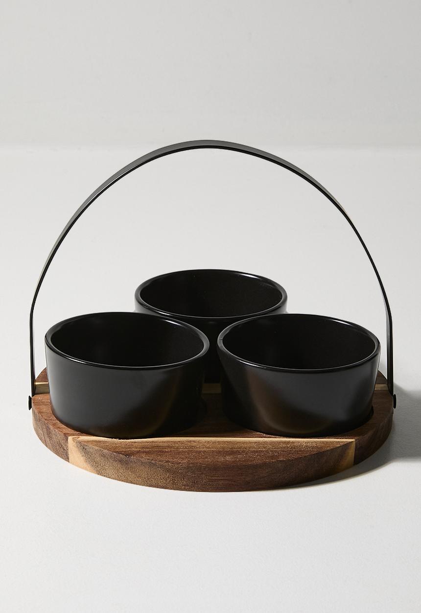 Excellent Houseware - Trio snack bowls set of 3 - Black
