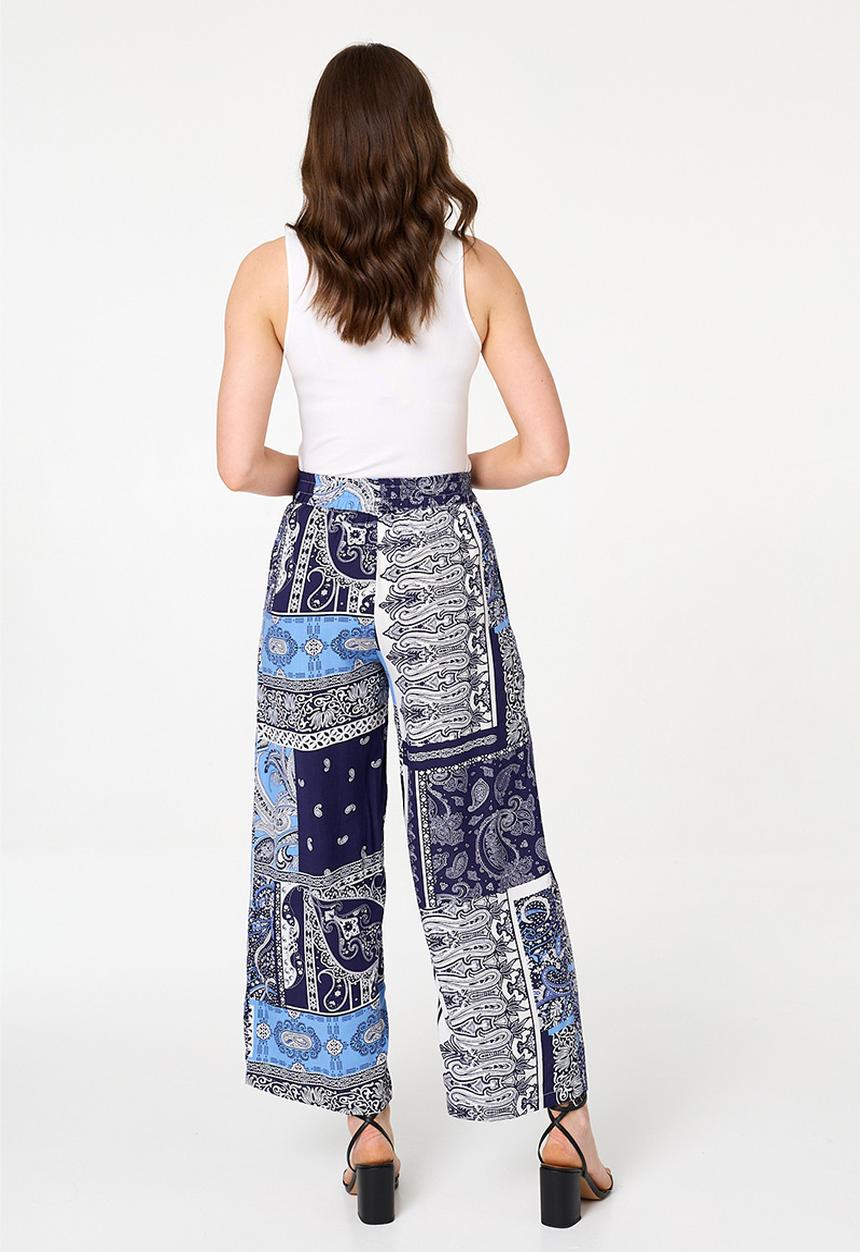 Izabel London - High Waist Wide Leg Easy Wearing Trouser - Navy
