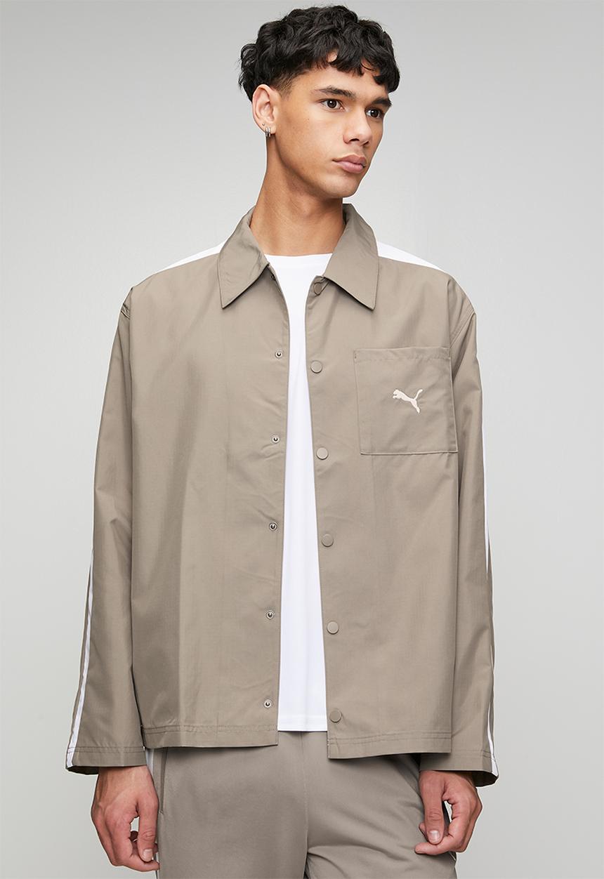 PUMA - T7 Relaxed Woven Overshirt - Brown