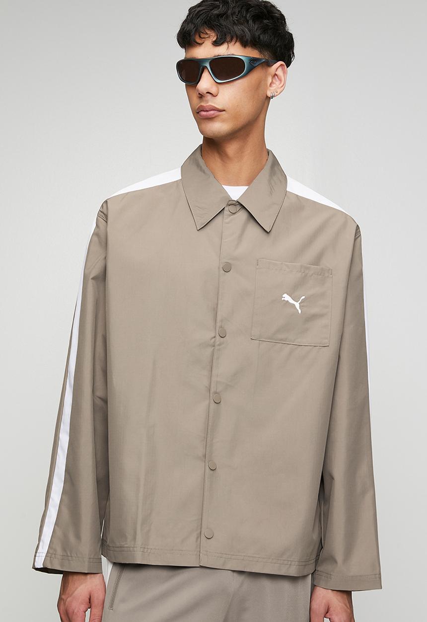 PUMA - T7 Relaxed Woven Overshirt - Brown