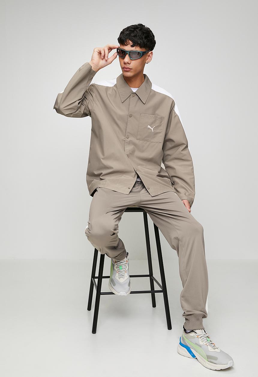 PUMA - T7 Relaxed Woven Overshirt - Brown