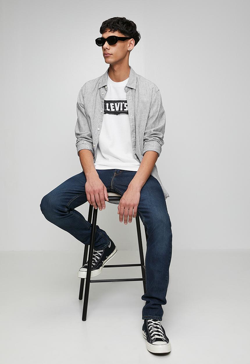 Levi’s® - GRAPHIC CREWNECK TEE ZA - BLURRED BW WHITE PLUS