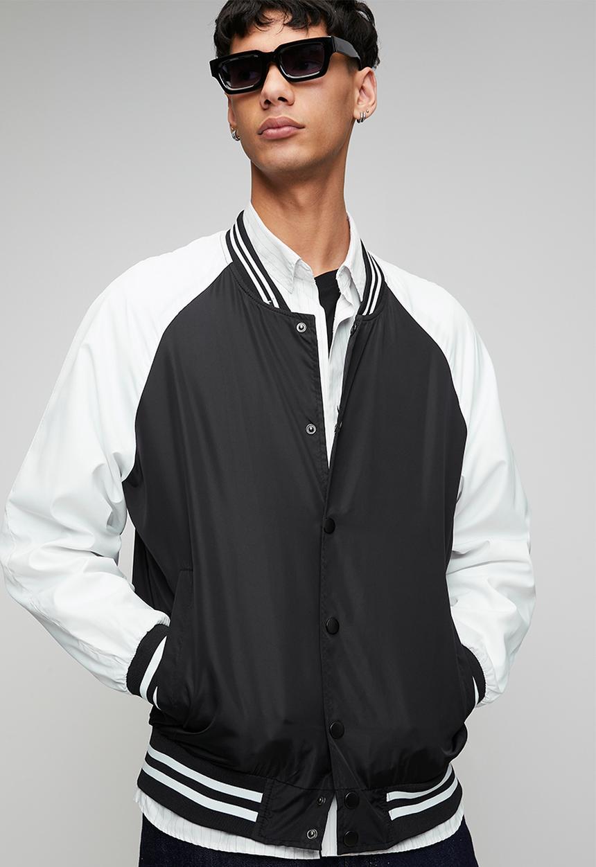 Brave Soul - Lightweight Varsity Bomber Jacket - Black
